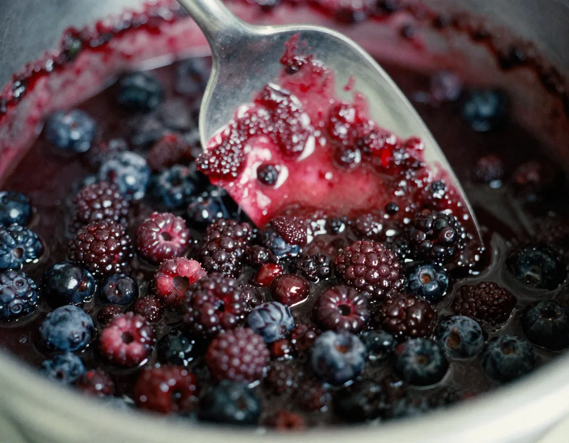 Layered textures showing jam preparation